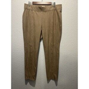 Chico's Zenergy Womens Tan Faux Suede Skinny Pull On Pant Sz 2 Large Minimalist